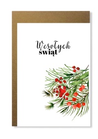 Kartka świąteczna gałązka minimalistyczna firmowa