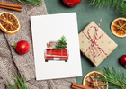 Naklejka świąteczna zimowa furgonetka z choinką (2)