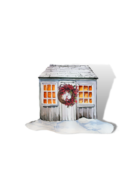 Naklejka świąteczna na święta zimowa chatka dom