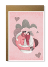 Różowa kartka walentynkowa z motywem pary