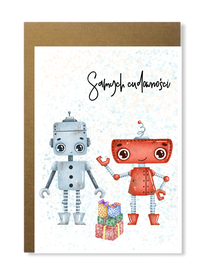 Kartka z robotami dla dziecka urodziny prezent