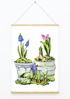 Plakat z roślinami w donicach w pastelowej kolorystyce
