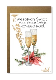 Kartka świąteczna na nowy rok z szampanem firmowa