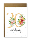 Kartka na urodziny z wiekiem z kwiatami elegancka (15)