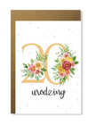 Kartka na urodziny z wiekiem z kwiatami elegancka (18)