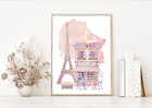 Plakat francuskie bistro wieża Eiffla Paryż różowy (2)