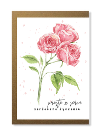 Kartka urodzinowa minimalistyczna z kwiatami róża