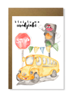 Kartka dla dziecka ze szkolnym autobusem autka (1)