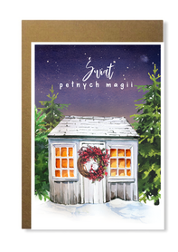 Kartka na Boże Narodzenie świąteczny dom życzenia
